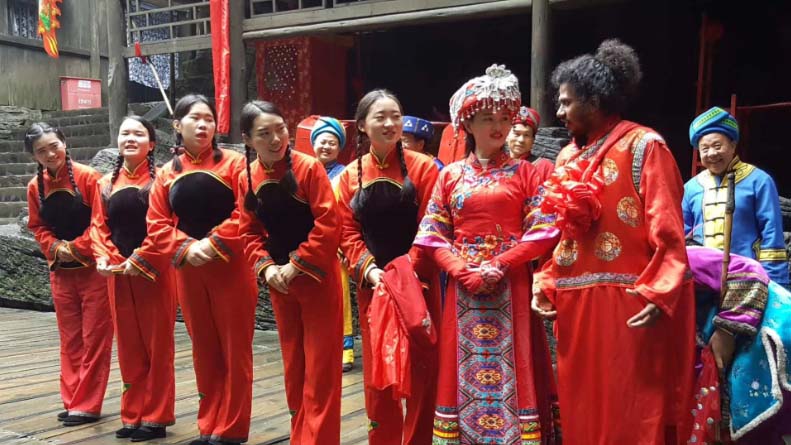 Upal in a traditional marriage ceremony in Sanxia