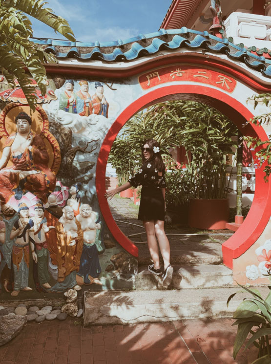 Karla wandering around Kek Lok Si Temple in Penang, Malaysia.