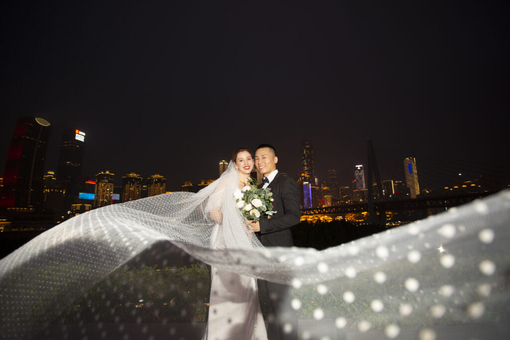 My husband and I, celebrating our marriage over the Chongqing City View