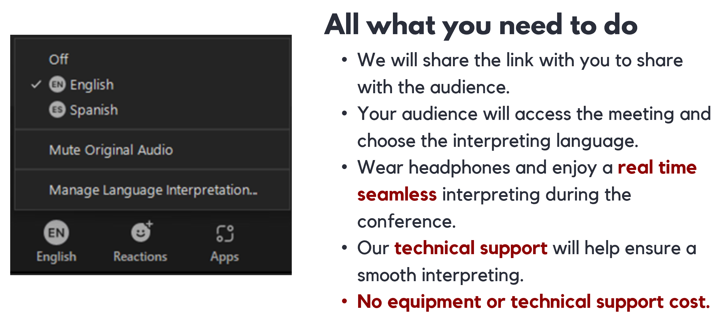 Simultaneous interpreting one-stop services